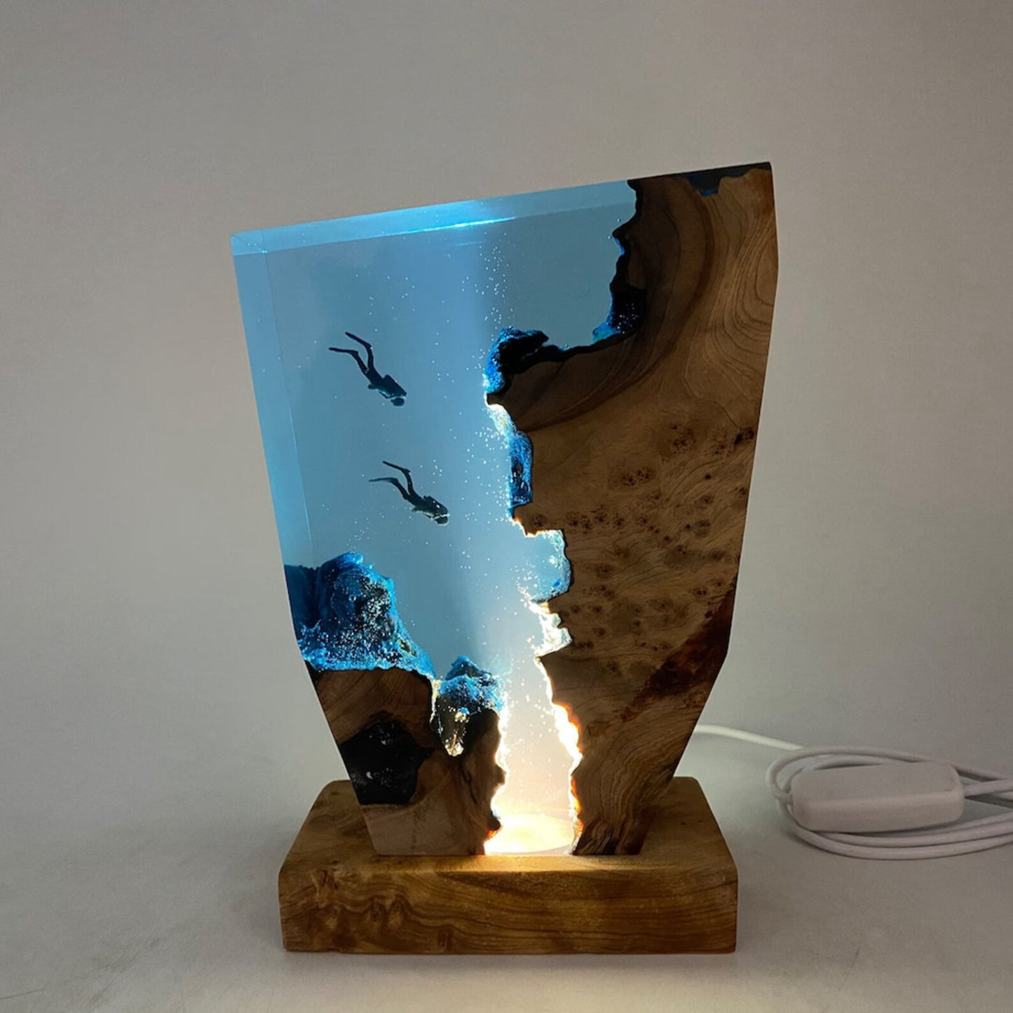 Handmade Scuba Diving Deep Sea Exploration Wooden  Lamp