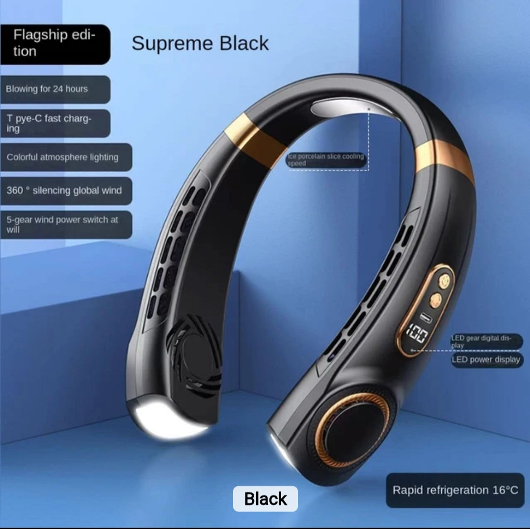 Recargeable Neck fan Low Noise 5 Speed Wind Regulating. Long lasting battery