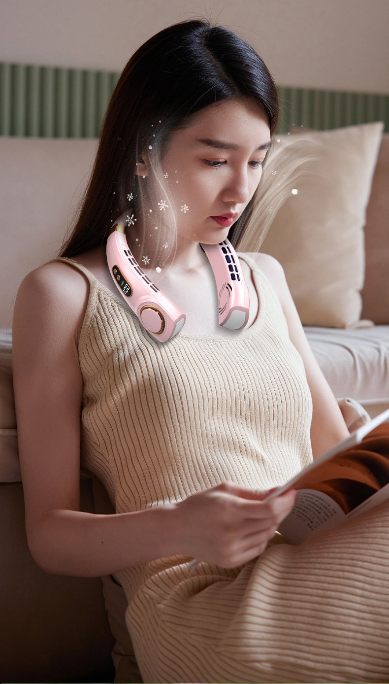 Recargeable Neck fan Low Noise 5 Speed Wind Regulating. Long lasting battery