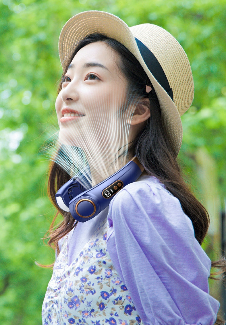 Recargeable Neck fan Low Noise 5 Speed Wind Regulating. Long lasting battery