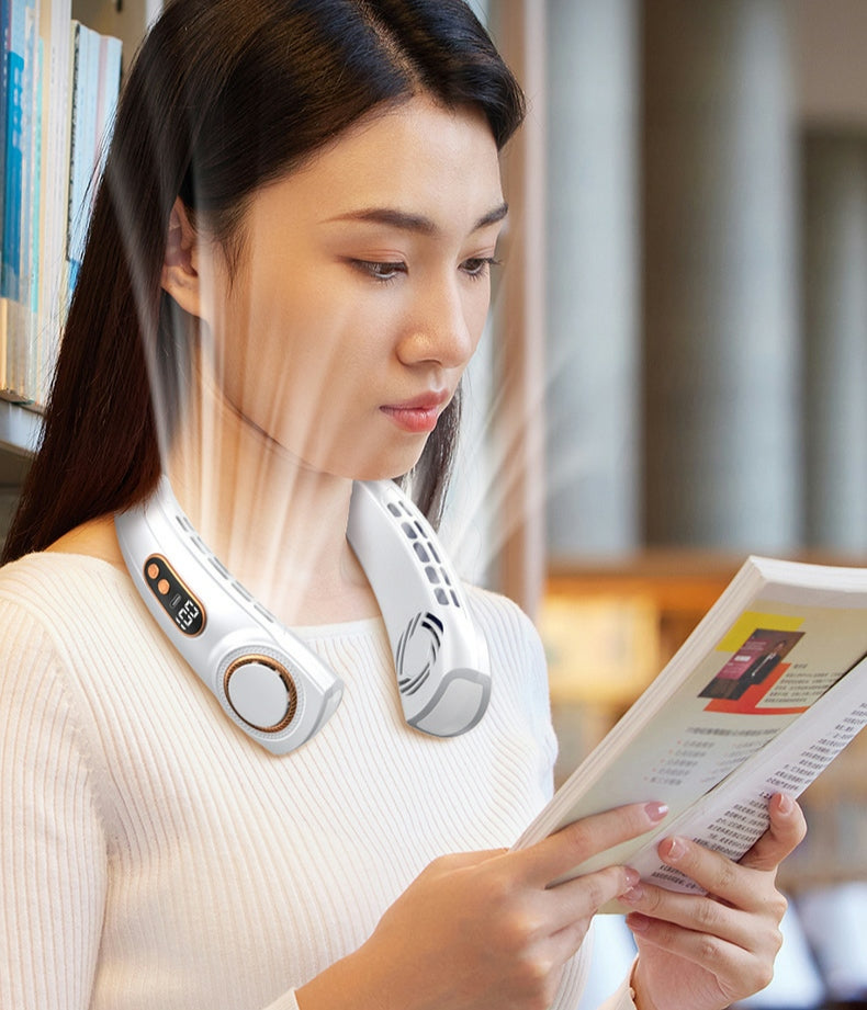 Recargeable Neck fan Low Noise 5 Speed Wind Regulating. Long lasting battery