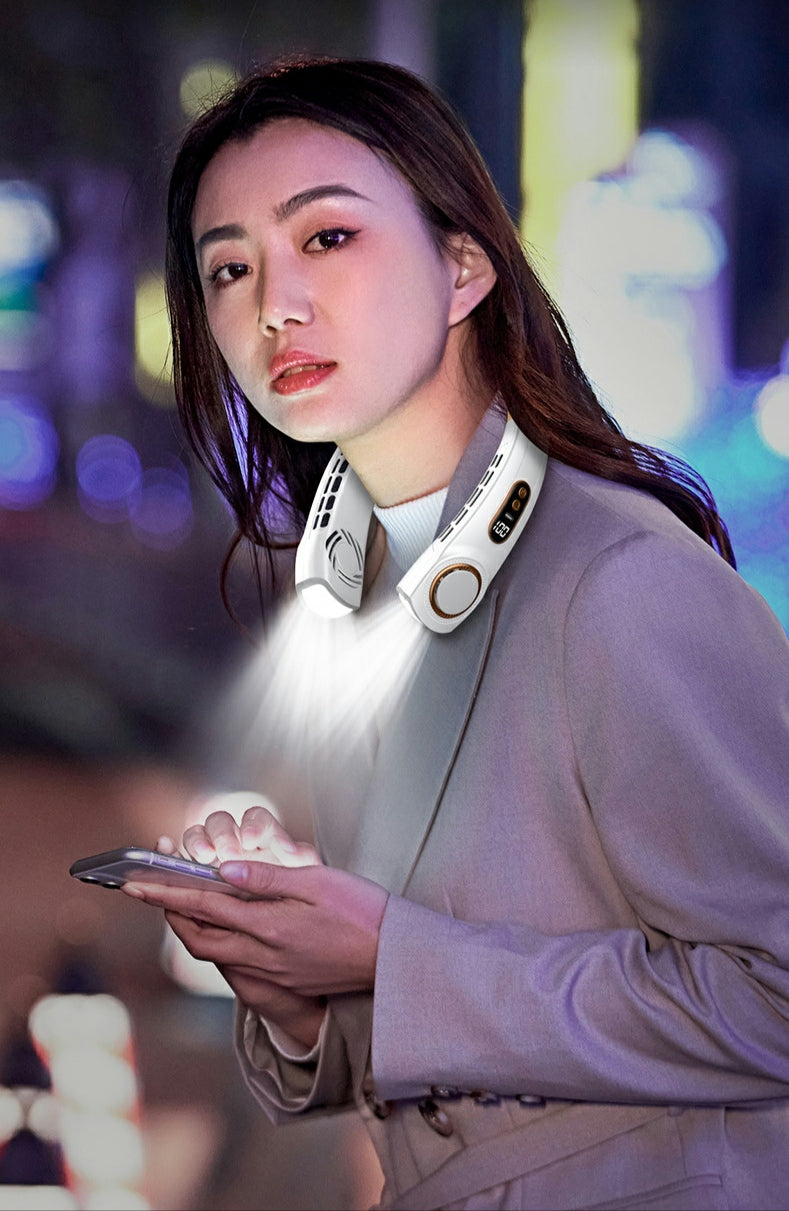 Recargeable Neck fan Low Noise 5 Speed Wind Regulating. Long lasting battery